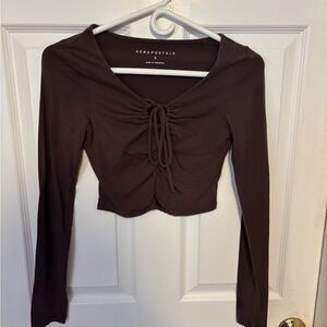 Aeropostale Women's Chocolate Brown Crop Top